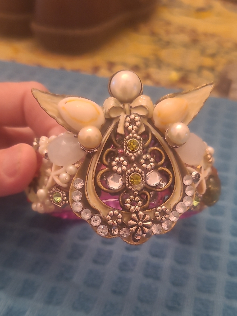 Gold-Tone Pearl & Crystal Cuff Bracelet - White, Gold